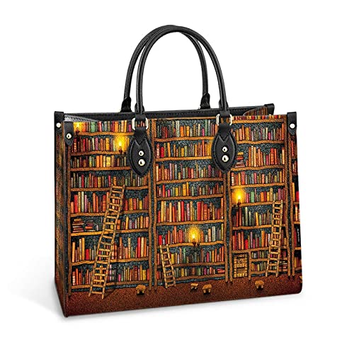 64HYDRO Book Lover Bookshelf Women Handbag Shoulder Bag - Travel Work Leather Bag - DNGB2311008Z
