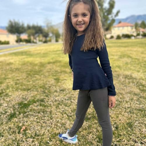 City Threads Big Girls' Cotton Long Sleeve Peplum Top Blouse Shirt for School, Parties or Play Perfect for Sensitive Skin and Sensory Friendly SPD, Forest Green, 124