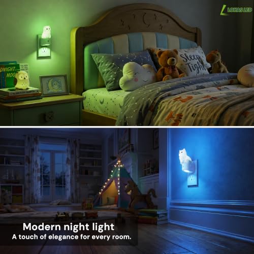 Image of L LOHAS LED Night Light for Kids,Dusk to Dawn Sensor,RGB+Soft White 3000K | Kids Night Light, Night Lights ,3D Cute Ragdoll Cat,Birthday Gift Nightlight for Kids, Room Decor