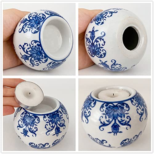 Porcelain Candle Holder Tealight Candleholders Blue And White Decorative Chinoiserie Decor (B7) #TOP4