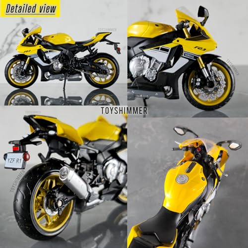 Image of die cast Yamaha YZFR1 Model Toy Metal Bike 1:12 Scale Realistic Alloy Metal Model Bike, Best Gift for Boys Men Kids Children (Yellow)