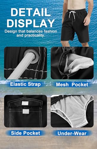 Landisun Mens Swim Trunks Board Shorts Swimsuit Swimwear Swim Shorts Bathing Suits Quick Dry with Mesh Lining2