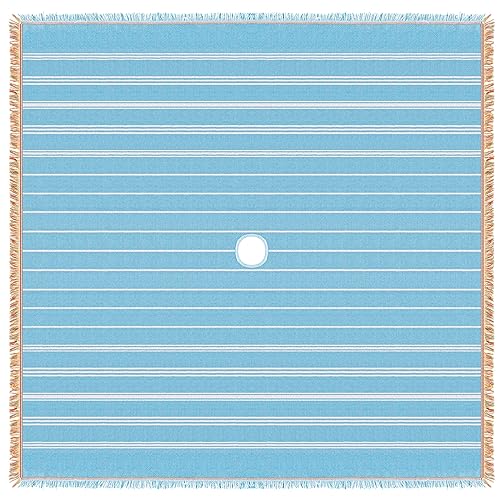 Oversized Turkish Beach Blanket with Hole for Umbrella Cotton Extra Large Sand Free Beach Blanket Mat with Fringe Holiday Outdoor Picnic Travel Essentials Favorites, 70 x 70 Inches
