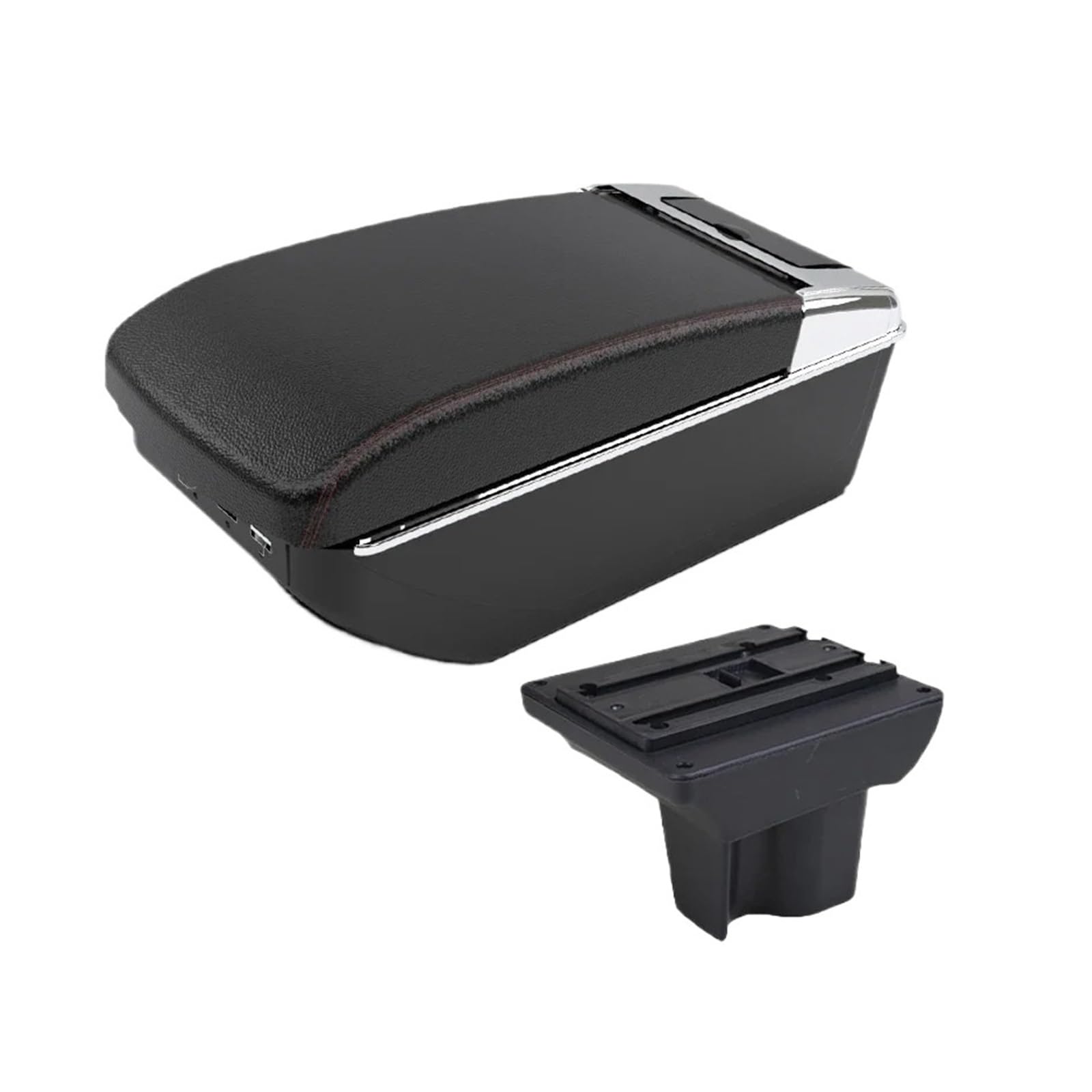 UMDJJU For Toyota For Rush Car Armrests Special Interior Modification Double-layer USB Storage Box Accessories Car Centre Console Armrest Box(A1 Black red 7 USB)