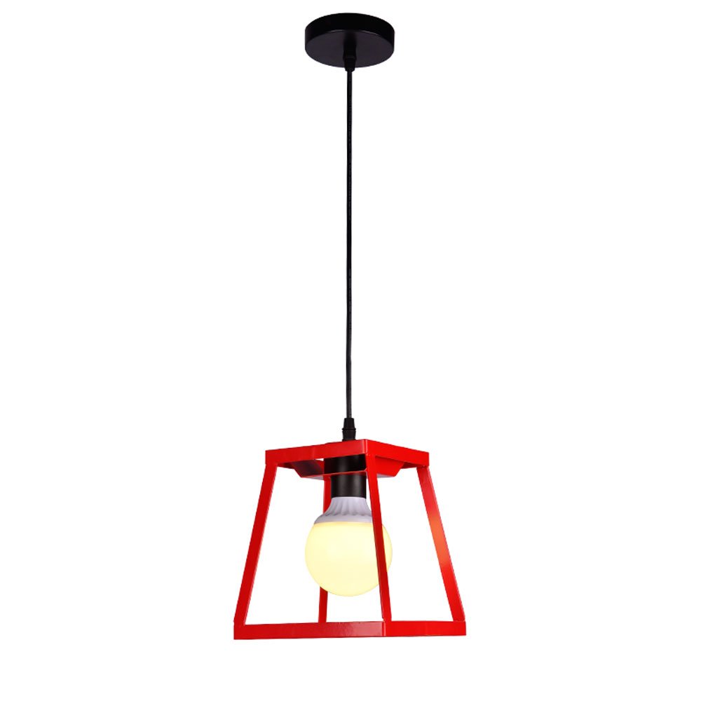 Abinlina Vintage Industrial Pendant Light Fixture - Retro Ceiling Chandelier for Dining Room, Restaurant, Cafe, and Bar - E27 Compatible (Blue)(Red)