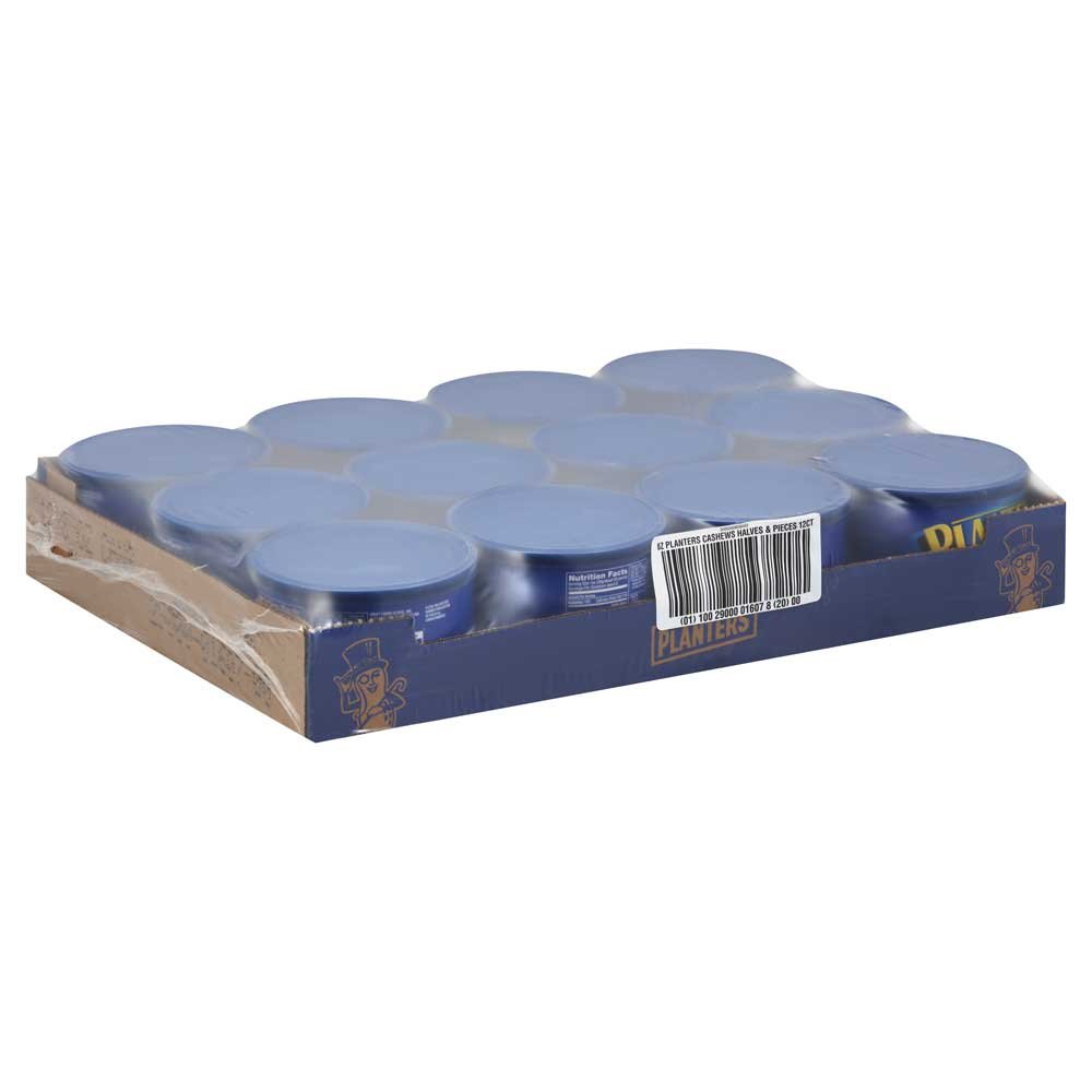 PLANTERS Cashew Halves & Pieces, 8 oz Canisters (Pack of 12) - Cashews Roasted in Peanut Oil - Seasoned with Sea Salt - Snacks for Adults - Resealable Lid for Long-Lasting Freshness - Kosher