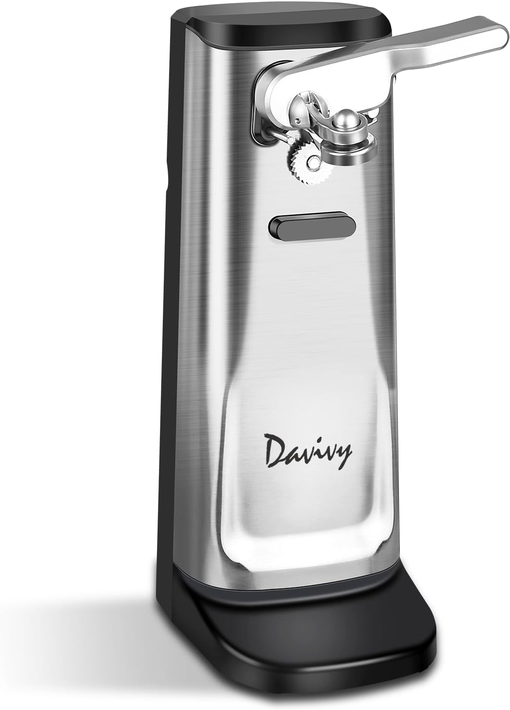 Davivy Electric Can Opener, Removable Stainless Steel Cutter and 3-in-1 Design with Knife Sharpener and Bottle Opener (Black-Stainless Steel)