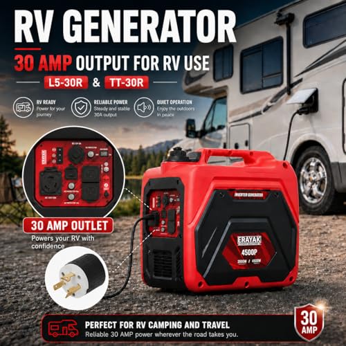 ERAYAK 4500W Portable Inverter Generator for Home Use, Super Quiet Small Generator for Camping Outdoor Emergency Power Backup, Gas Powered Engine, ECO Mode, EPA Compliant - Image 5