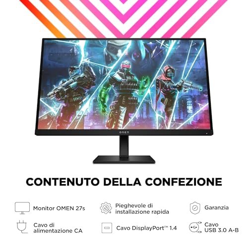 OMEN 27s Monitor da 27 Pollici, Pannello IPS da 16:9 FHD da 240 Hz, 1 ms, Display HDR 400, Antiriflesso, 400 Nits, AMD FreeSync, VESA 100x100 mm, HDMI 2.0, DisplayPort, USB-A, USB-B, Nero - Monitor - Immagine 11
