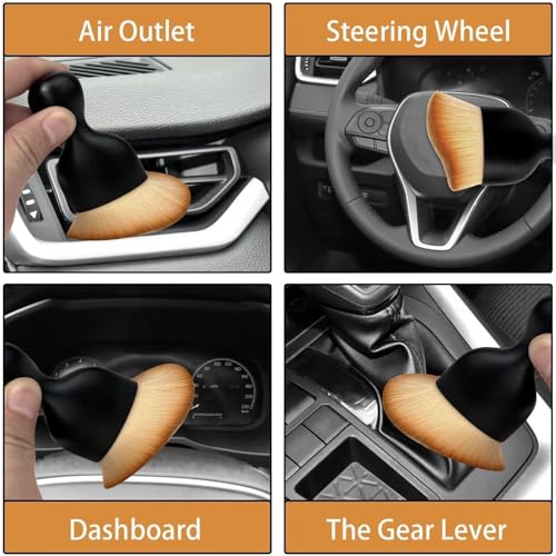 Image of 5 Pcs Car Cleaning Kit Combo with Microfiber Duster, Cloth & 2 Detailing Brushes | Multipurpose Interior Exterior Cleaning Tools for Dashboard, AC Vent, Glass, Bike, Home & Office Cleaning (5)