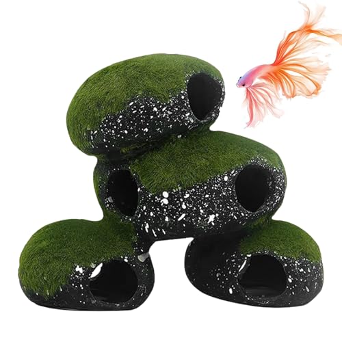 水槽の隠れ家 古びた桶 洞窟 水槽 オブジェ 石 岩 苔付き オブジェ トンネル 小型魚 熱帯魚 メダカ ドジョウ 樹脂製 癒し水景 装飾的 自然 テーマ 置物 アクアリウム オーナメント エビ カニ 熱帯魚 昆虫 爬虫類 両生類用