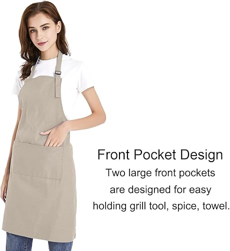 Miniatura 9 de TOPTIE Conjunto de delantal ajustable de lona de algodón y sombrero de chef para hombres y mujeres