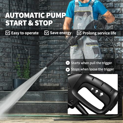 Outsunny 1800W High Pressure Washer, 150 Bar Pressure, 420 L/h Flow, Portable Power Washer Jet Wash Cleaner with Adjustable Nozzle, 6M Hose, Hose Reel, Steel Handle for Home Patio Car Driveway, Blue - Image 5