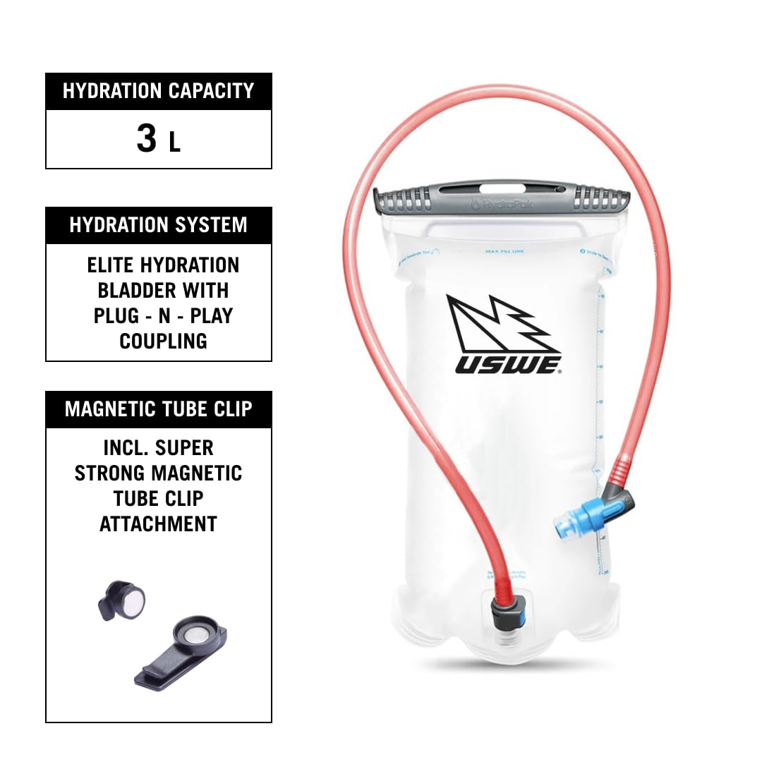 USWE Raw Hydration Pack - con vescica d'acqua, fascia alta, zaino senza rimbalzo per motociclette enduro e fuoristrada