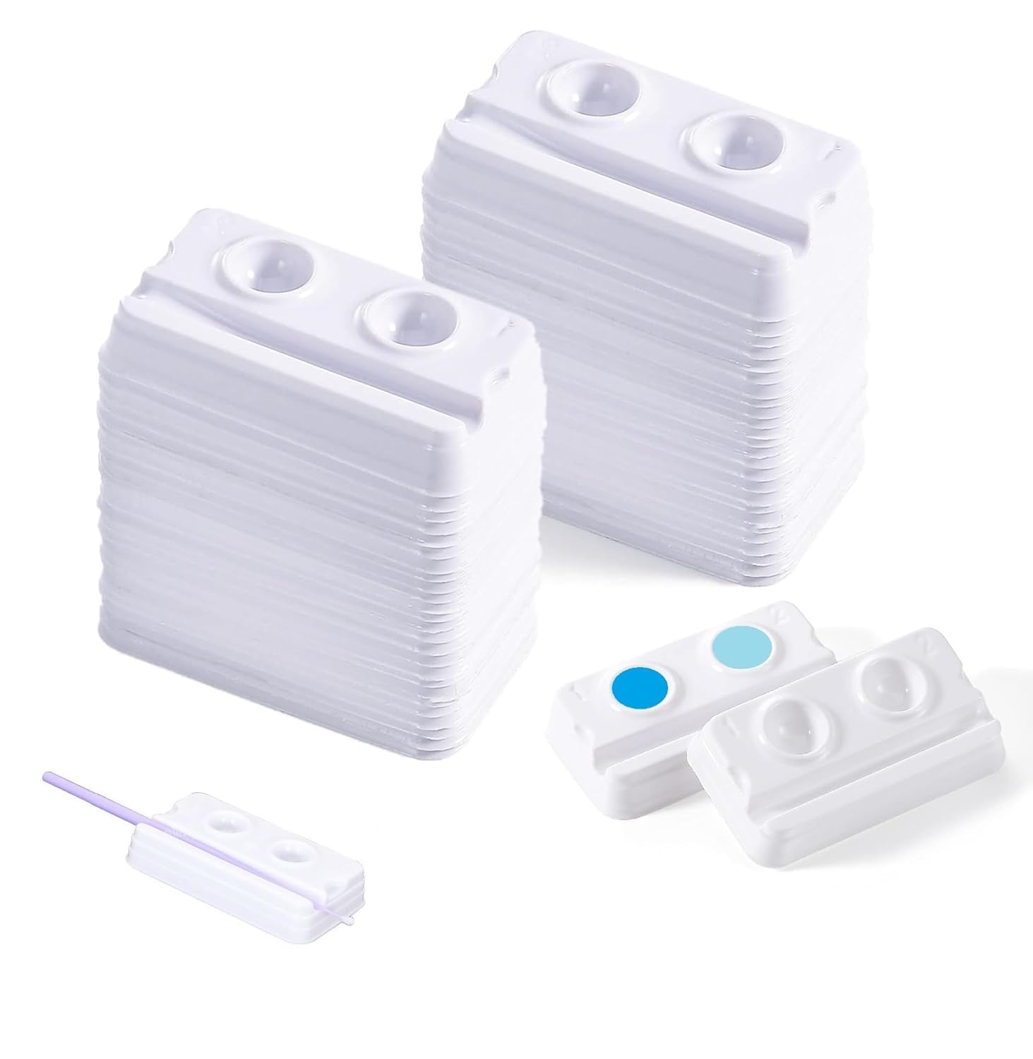 AmeriCan Goods Dental Mixing Wells 2 Hole Disposable White Mini Mixing Trays for Dental, Tattoo, Microblading Dental Mixing Composite Well Trays (100)