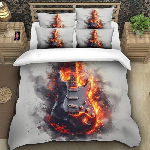 Guitare électrique drap de couette microfibre inaltérable fermeture éclair cachée 2 taies - 5