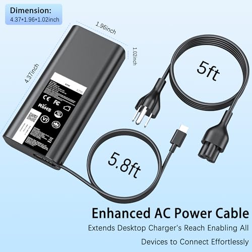 Image of 65W USB C Laptop Charger Compatible with Dell Chromebook 11 3100 /3100 2 in 1 3110 /3110 2-in-1 5190 /5190 2-in-1 Latitude 5420 5450 5520 5530 5540 5550 7420 Computer Type C Fast Power Adapter