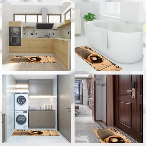 Tapis de cuisine lavable marron lot de 2 sets rétro antidérapants - 5