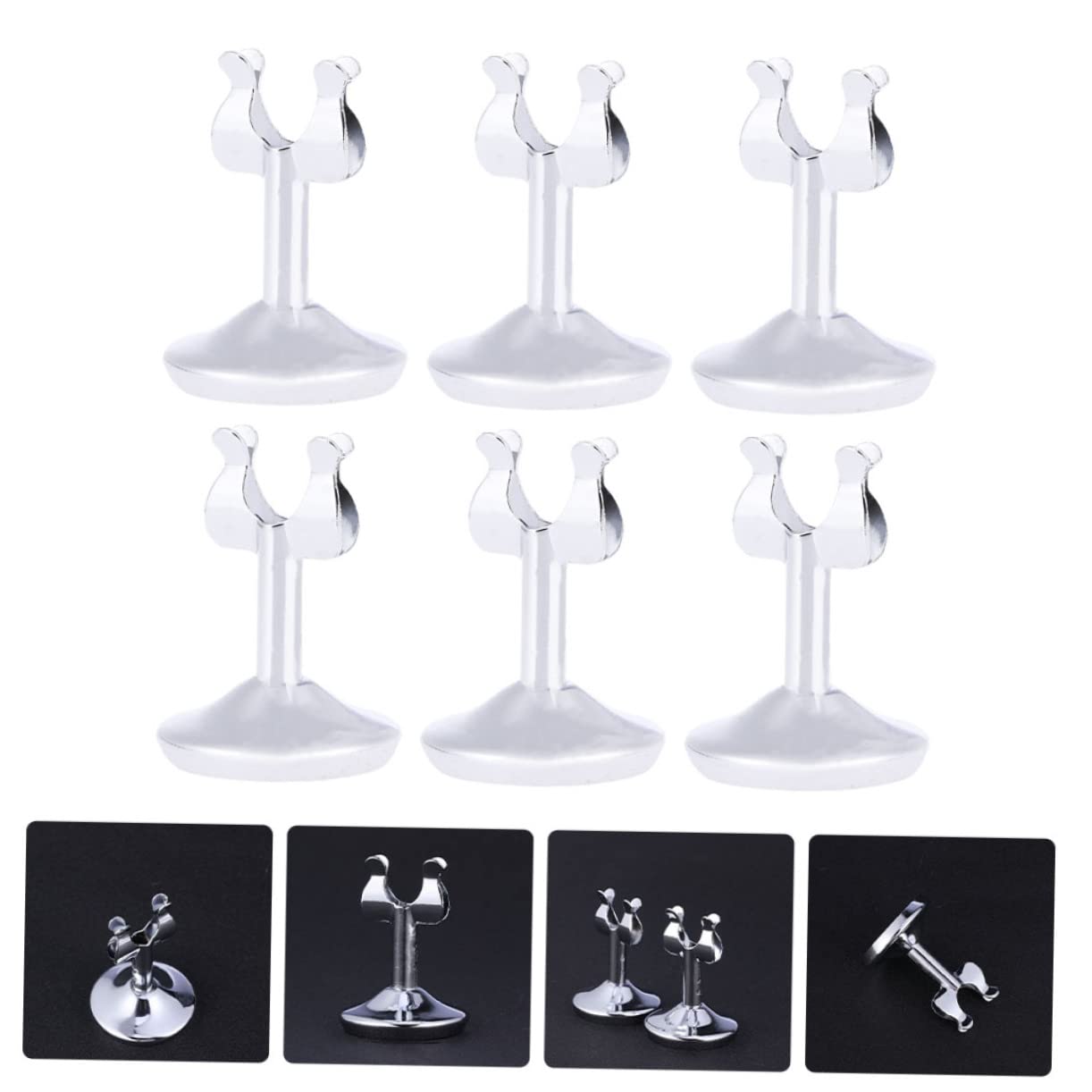 6piezas Portanúmeros De Mesa Tarjeteros De Inoxidable Multifunción Diseño Elegante