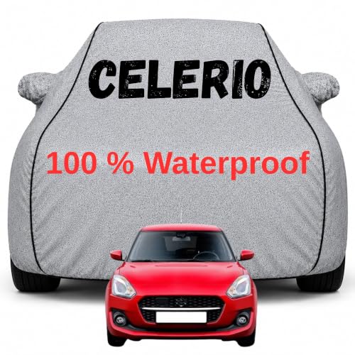 Image of Durable Full Body Waterproof Celerio Car Cover | Premium Polyester Silver Cover | Custom Fit Vehicle Protection | UV Resistant, Dustproof, Scratch Resistant, Heat & Wind Protection
