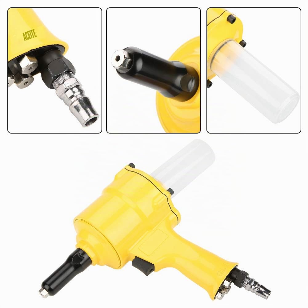 Pistola Remachadora Neumática, KP-705P Pistola Remachadora Ciega Neumática Pistola Remachadora con Empuñadura Herramienta Neumática de Remachado Para Trabajo de Metales y Aplicaciones