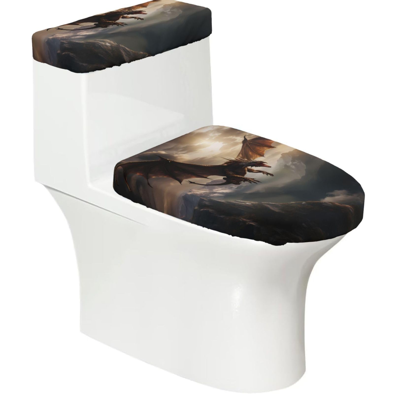 Imperial 2-Piece Toilet Seat Cover Set with Tank Lid - Elastic for U-Shape & Elongated - Bathroom Decor