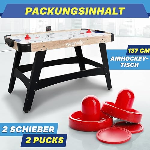 SereneLife Airhockey Tisch mit Luft – Air Hockey Spieltisch ideal als Gamer Tisch – Tischhockey für lustige Tischspiele mit Airhockey Pucks & Schieber – Robuste Air Hockey Tische Kinder & Erwachsene – Bild 8