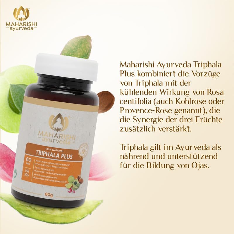 Maharishi Ayurveda Triphala Plus 985mg MA 505 Nahrungsergänzungsmittel mit ayurvedischen Pflanzenteilen, 60 Tabletten, 1er Pack
