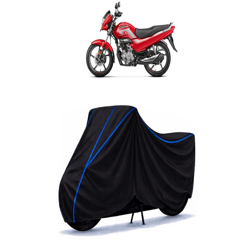 Image of Hero Super Splendor 125 XTec ABS BS6 Bike Cover Water Resistant Universal Motorcycle Rain | Heavy Duty UV Protection, Dust, Scratch Indoor Outdoor All Weather with Black Blue Piping Elastic