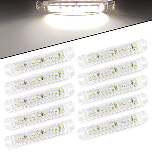 10pcs 9LED 12-24V Súper Brillante Luces de Posición laterales Lámpara - Luz de Posición del Camión -Side Marker Luz de Advertencia del Remolque del Vehículo - Camping Van Remolque Motocicleta(Blanco) Cover