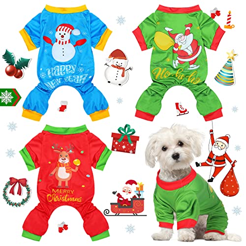 Pijamas navideñas para perro con 3 piezas, talla S