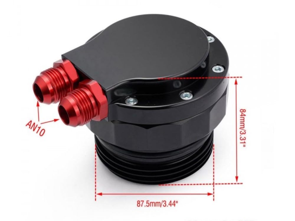 Tappo filtro dell'olio adattatore refrigeratore olio billet alluminio nero anodizzato olio Dash10 AN10 fino a 150 PSI testato compatibile con VW Audi Porsche 3.0l TDI EHVP EA897 10100108