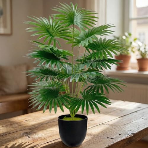 Image of Dekorly Plastic Fake Plants Artificial Floor Plants Large Tropical Palm Tree for Home Decor (Areca)