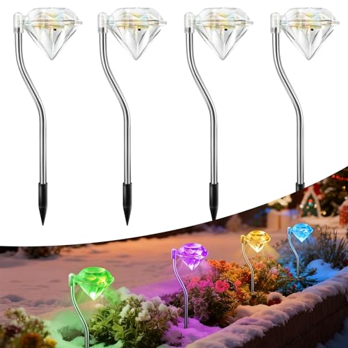 Anordsem Solarlampen für Außen Balkon Deko: Gartendeko für Draußen Wetterfest LED Diamant Solarleuchten - Farbwechselnde Beleuchtung Solar Aussen Terrassen- Garten Deko Gift für Gartenliebhaber