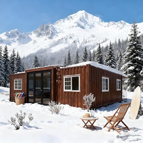 Portable Prefab Tiny Home for Sale 20FT Expandable Container House Foldable Modular House with 2 Bedrooms Kitchen Bathroom Luxury Tiny Houses to Live in for Adults Family Small Homes