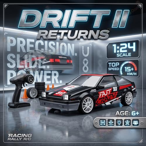 Image of The Little Ones 4x4 Rc Drifting Car - Rc Drift Cars High Speed Remote Control Drift Car 2.4GHz Remote Control Drift Stunt Off Road Cars 360 Rotation Toys for Kids & Adults Boys & Girls [PowerDrift]