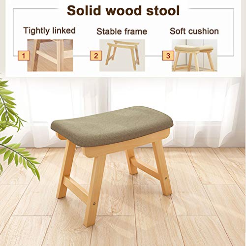 Taburete de madera maciza para dormitorio y tocador con funda lavable 6