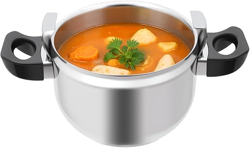 7 QT Stainless Steel Pressure Cooker - 60Kpa Rapid Cooking & Auto Pressure Safety for Family Gatherings, Healthy Meal Prep  Induction Compatible,