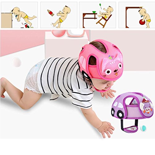 Boné de segurança para bebês e crianças com arnês Fityle ajustável, Pink sloths, 17x16x12cm