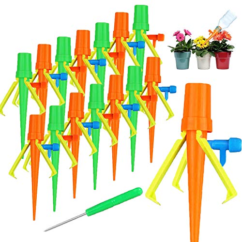 Riego por Goteo Automático Kit, 15pcs Sistema de Riego por Goteo, Dispositivos AutomáTicos De Riego De Plantas por Goteo con Soporte de Trípode Anti-inclinación de Plantas y Flores