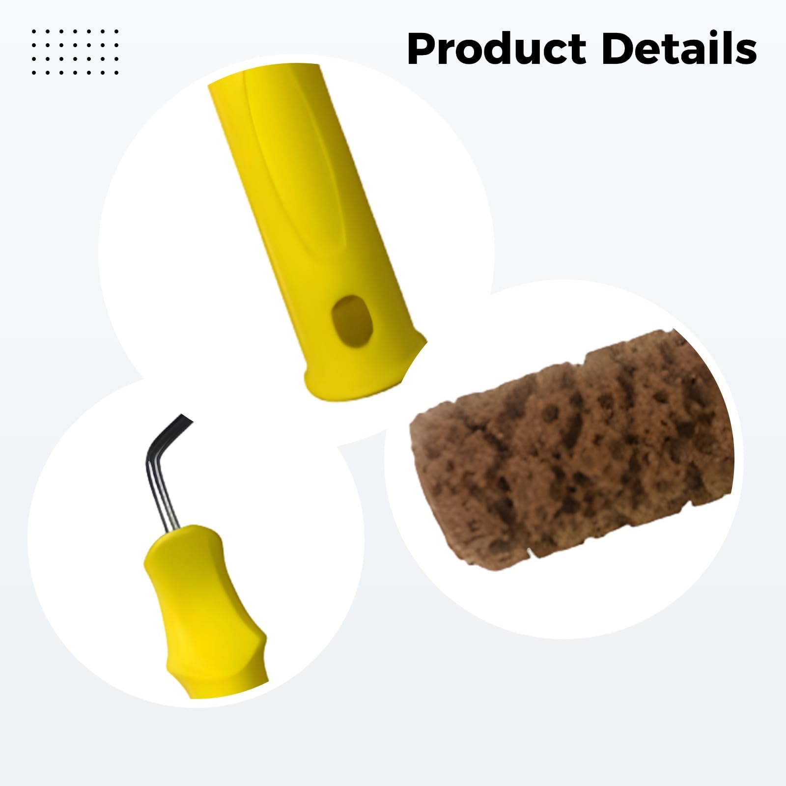 Rodillos de pintura de esponja texturizada, rodillo de esponja de algas artificiales M60 de 6 pulgadas con 3 varillas de esponja, agarre cómodo, soporte antioxidante, patrón de celosía de piña, para