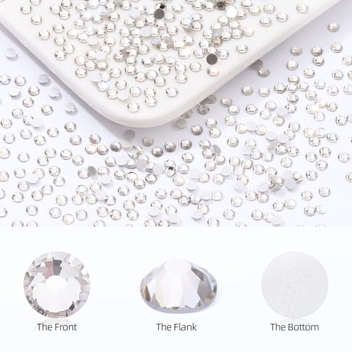 Image of Crystal Clear Flatback Rhinestones SS4 (1.5-1.7mm), 2880pcs Glass Nail Gems, Non Hotfix Rhinestones for Nails, Crafts, Clothing, DIY Bling Decorations