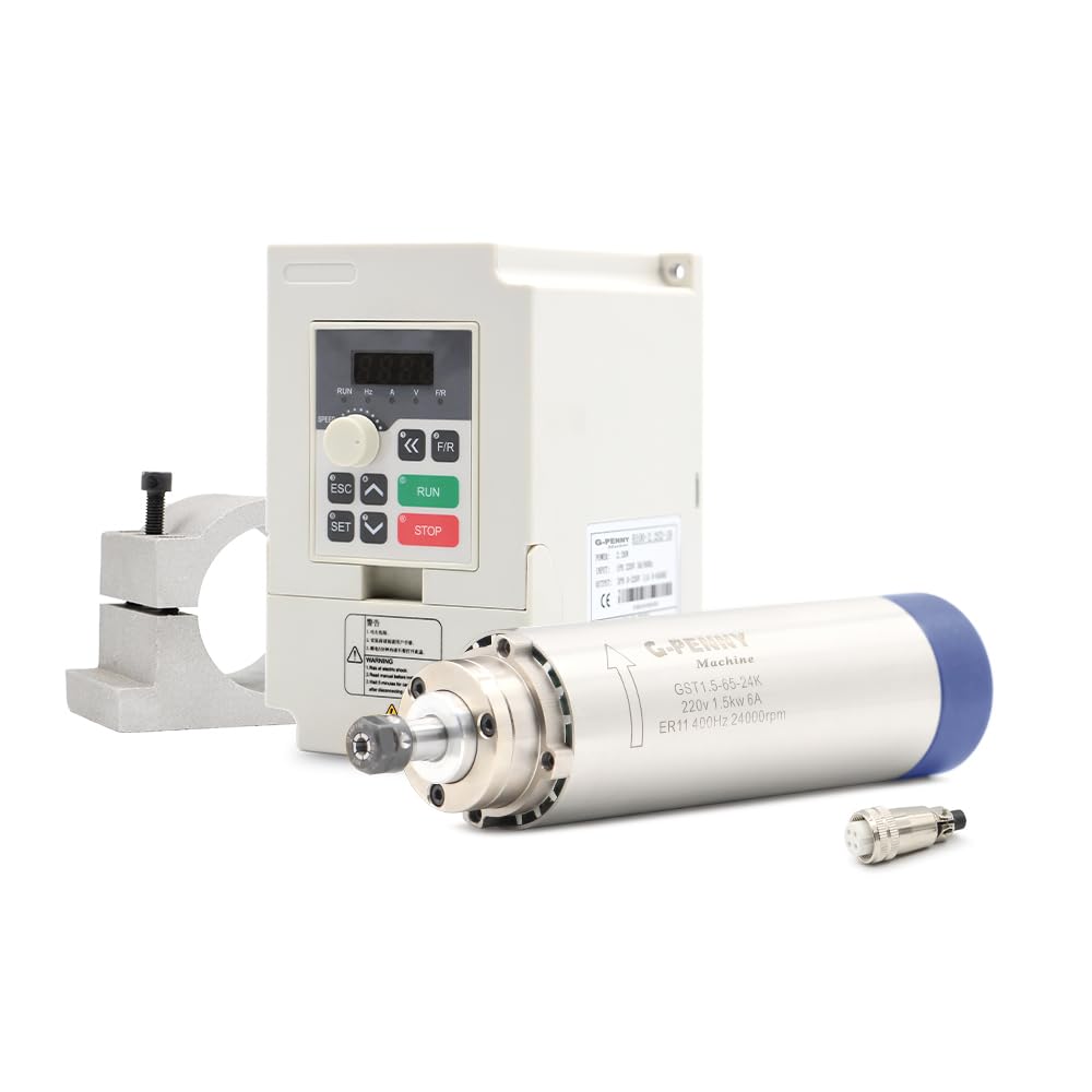 G-Penny 1.5KW ER11 D65 220V Air cooled spindle motor, 1.5KW 220V QL Inverter, 65mm Bracket spindle motor kit (1.5KW ER11 D65 220V)