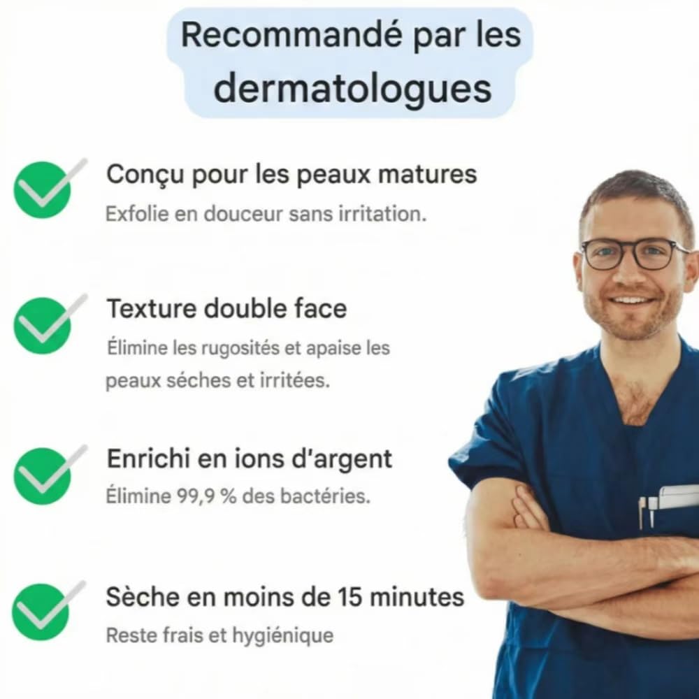 Serviette de douche exfoliante antibactérienne - Inovia, Doux et confortable, Durable - Pour Hommes and Femmes