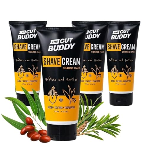 The Cut Buddy Foaming Shave Cream for Men & Women 4-Pack, Softens & Soothes Coarse Hair, Jojoba, Tea Tree & Eucalyptus, 6 Fl Oz Each – 24 Fl Oz Total image 2