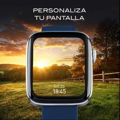 Smartwatch screen showing a customizable background