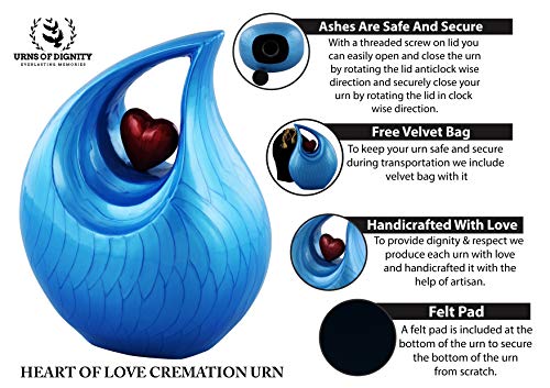 Image of Cremation Urns, Urn for Ashes, Adult Female and Male urn, Urn for Human Ashes, Decorative Burial Urn for Adult Men and Women-Heart of Love(Non-Customize, Adult)