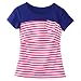Women Breastfeeding Shirt Striped Patchwork Short Sleeve Maternity Breastfeeding and Nursing Tops (L, Red Stripe)