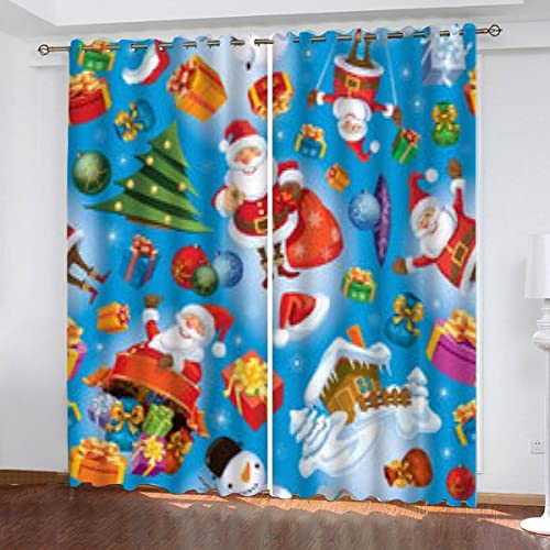 Rideaux Occultant Decoration 3D Bonhomme De Neige De Noël Rideaux Salon Cuisine Moderne Rideaux Thermiques Isolants Anti Froid Rideaux Occultant À Oeillets Douceur L 234 x H 137cm Cover
