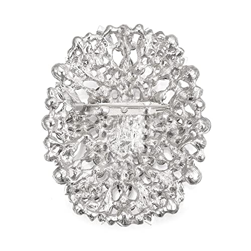 Image of BriLove Women's Stunning Emerald Cut Square Crystal Rhinestone Marquise Cluster Brooch Pin for Wedding Party Prom